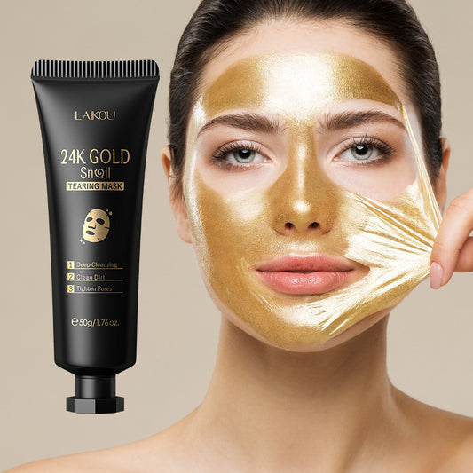Mascarilla hidratante de lágrima de caracol con lámina de oro.