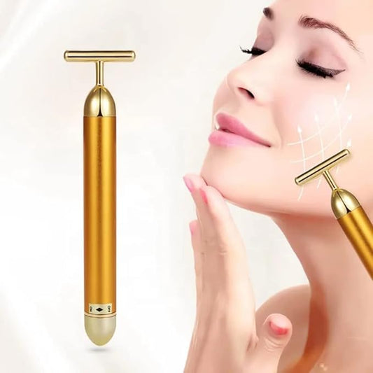 Masajeador facial vibratorio de oro de 24 quilates