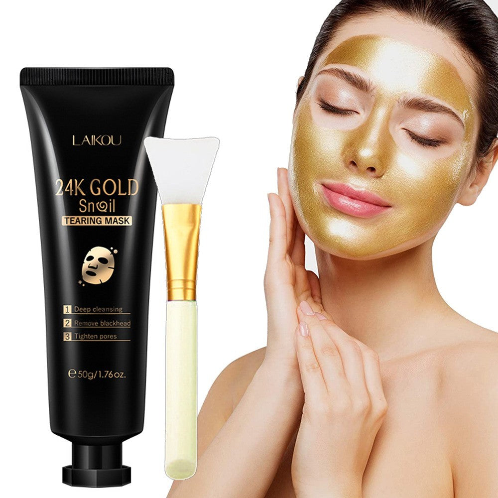Mascarilla hidratante de lágrima de caracol con lámina de oro.