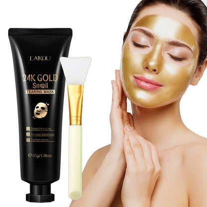 Mascarilla hidratante de lágrima de caracol con lámina de oro.