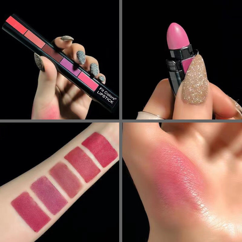 Lápiz labial mate aterciopelado 5 en 1