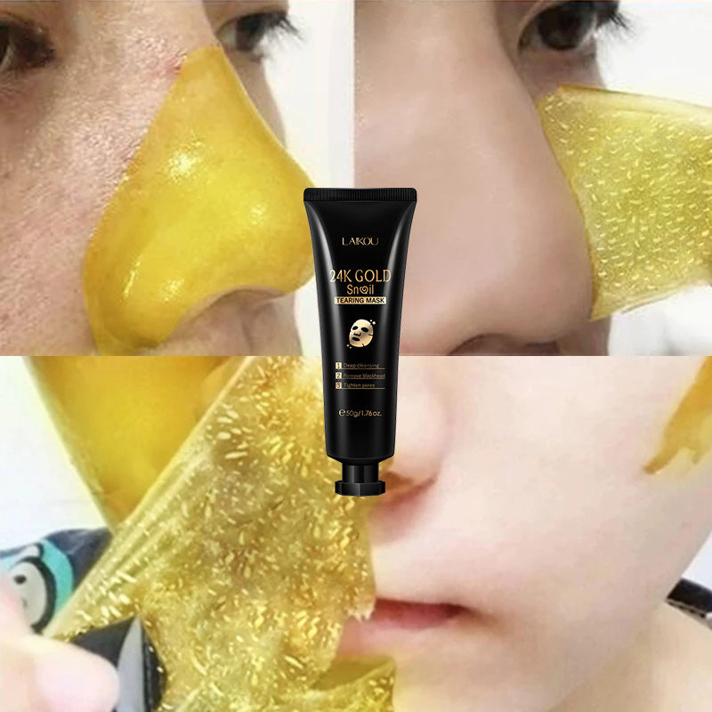 Mascarilla hidratante de lágrima de caracol con lámina de oro.