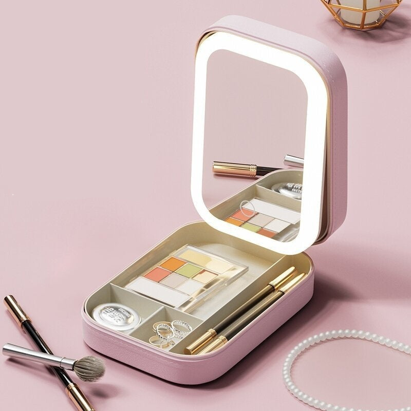 Caja de almacenamiento de maquillaje con LED