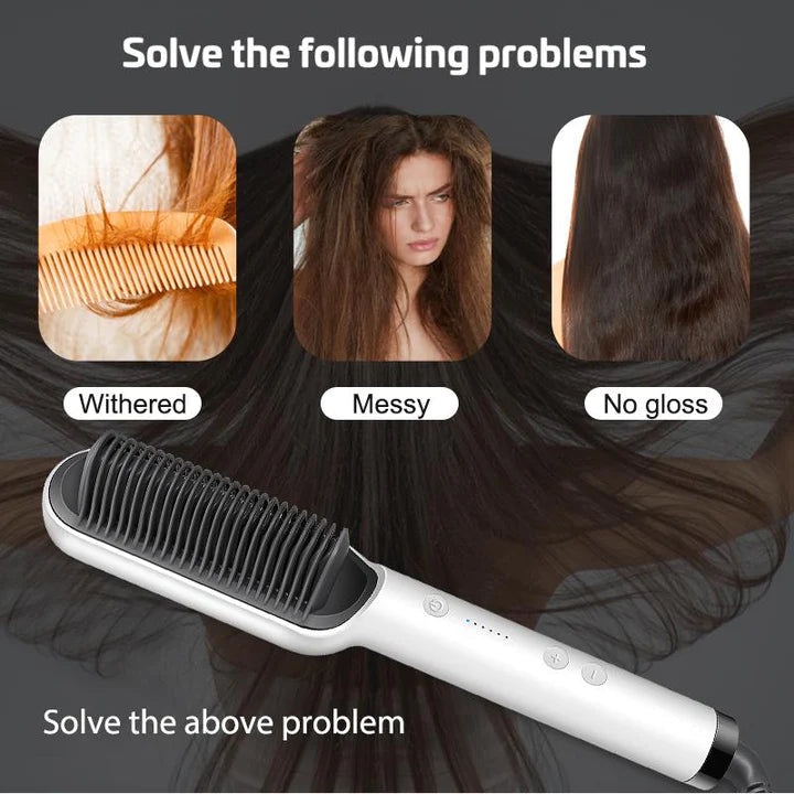 Peine alisador de pelo con iones negativos 2 en 1